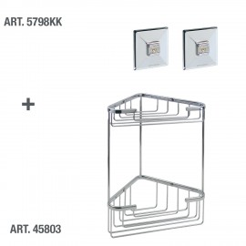 CESTINO CONTENITORE PER DOCCIA ANGOLARE DOPPIO CON TASSELLO 190X190X310H  MM. DISPONIBILE ANCHE KIT PER INCOLLO A PARETE